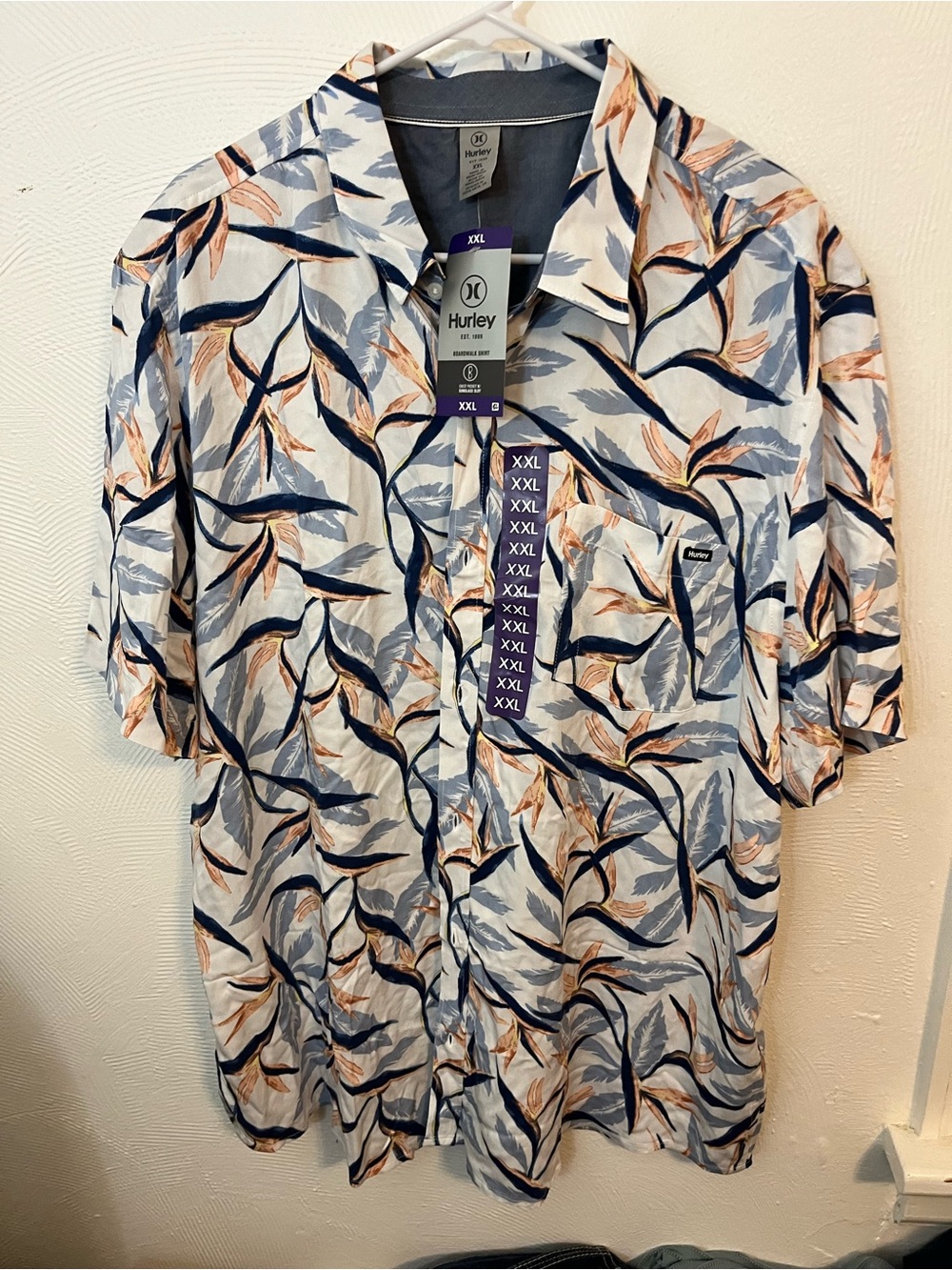 Hurley Short-Sleeve Printed Shirt in Blue and Tan